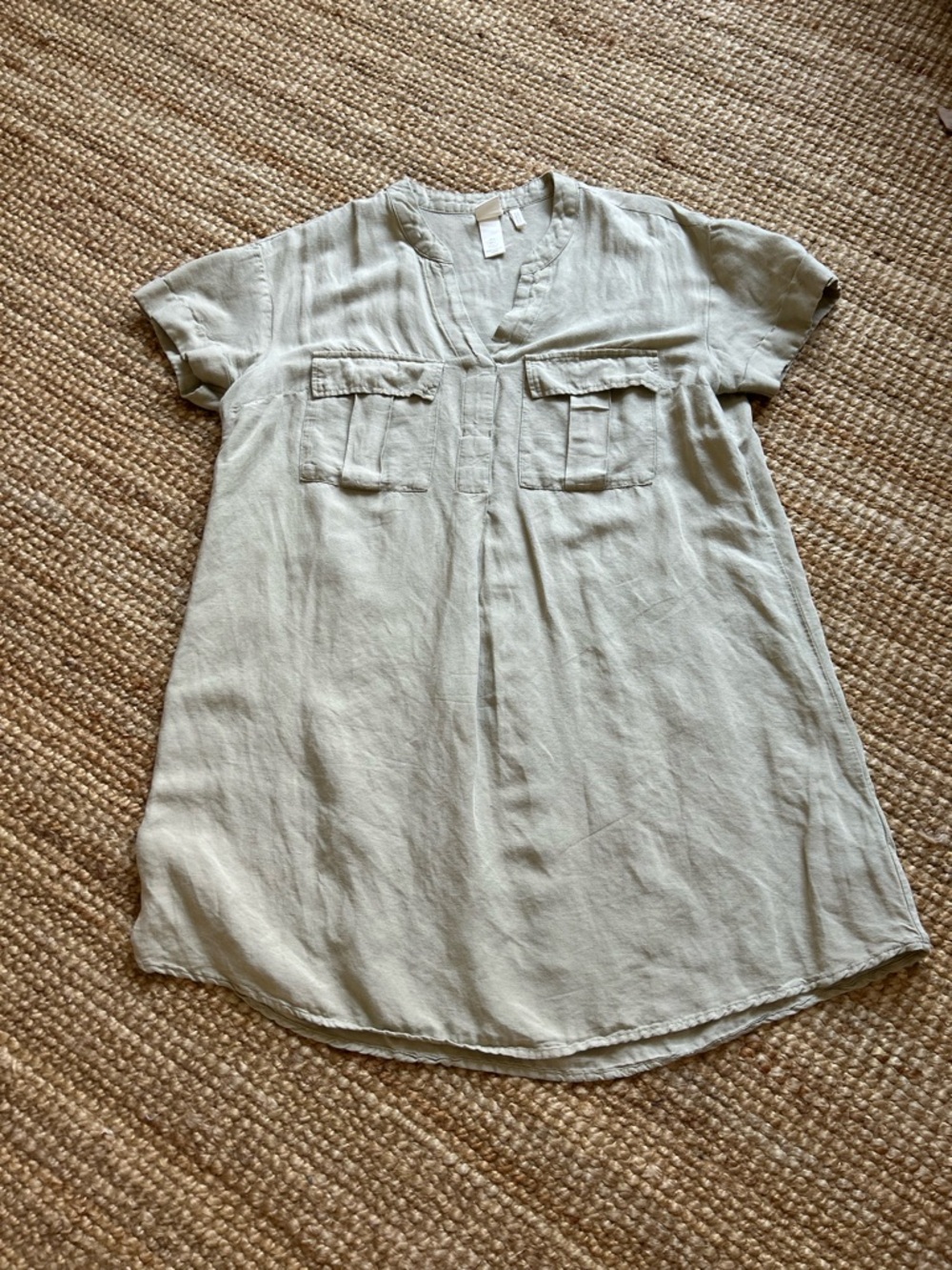 H&M Linen-Blend Tunic Top in Olive
